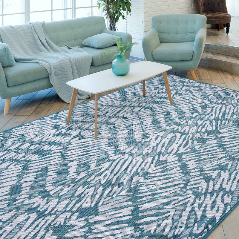 Dakota Fields Teal Blue Indoor/Outdoor Rug & Reviews Wayfair